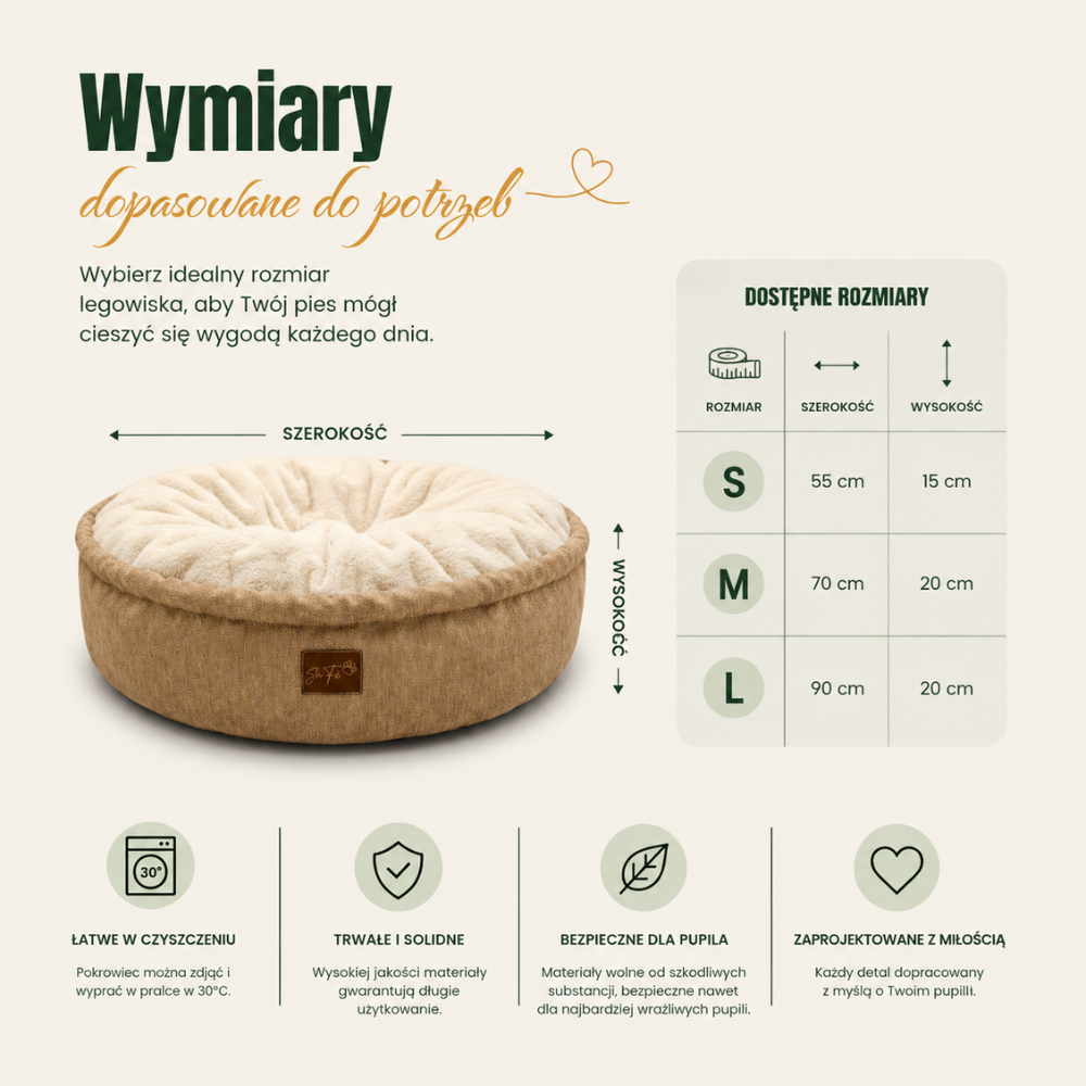 wymiary puf legowisko dla psa