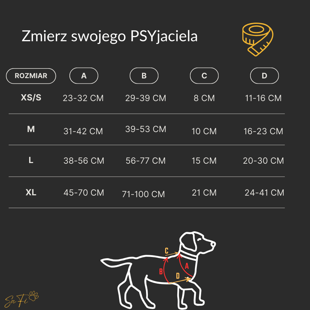 rozmiary szelek guard dla psa hexa tabela dopasowania szelek