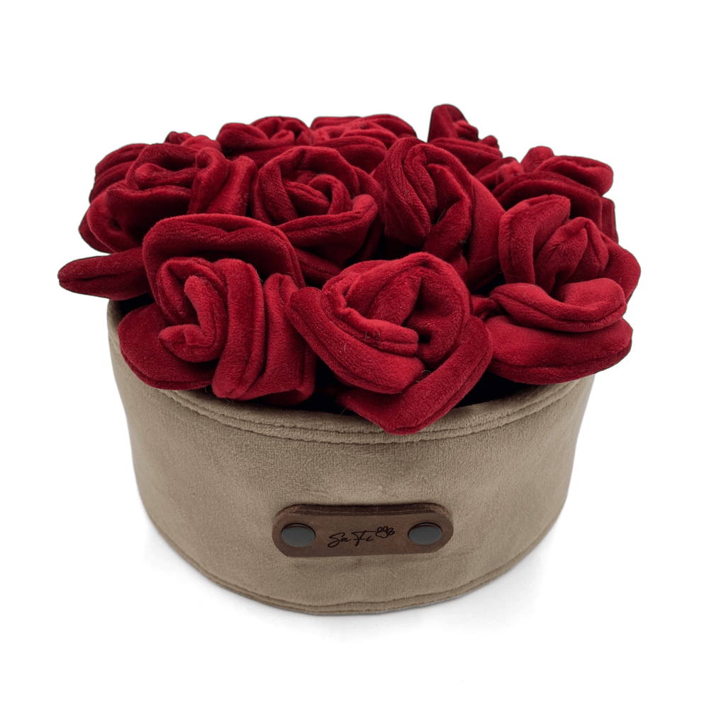 Flowerbox - zabawka, pudełko węchowe dla psa bordowe róże