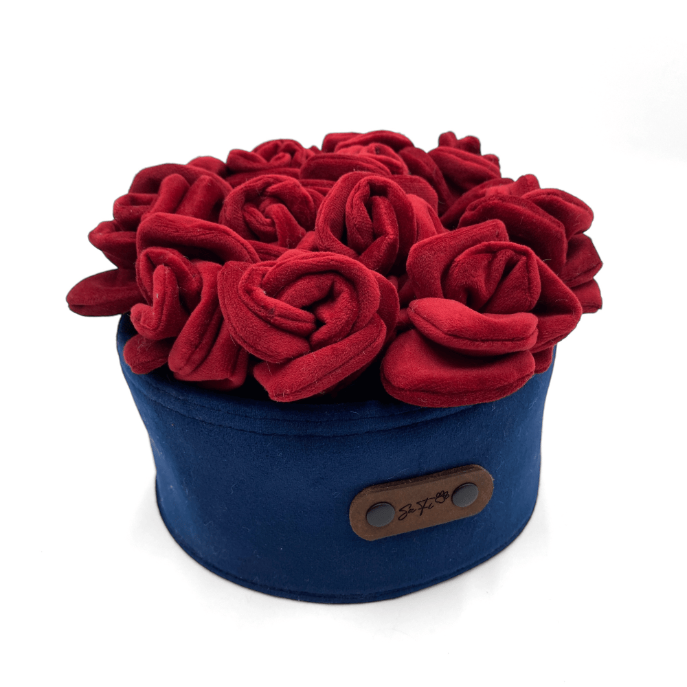 Flowerbox - zabawka, pudełko węchowe dla psa bordowe róże